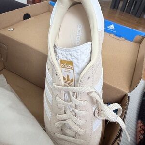 adidas Classic Suede Sneaker in Cream & White